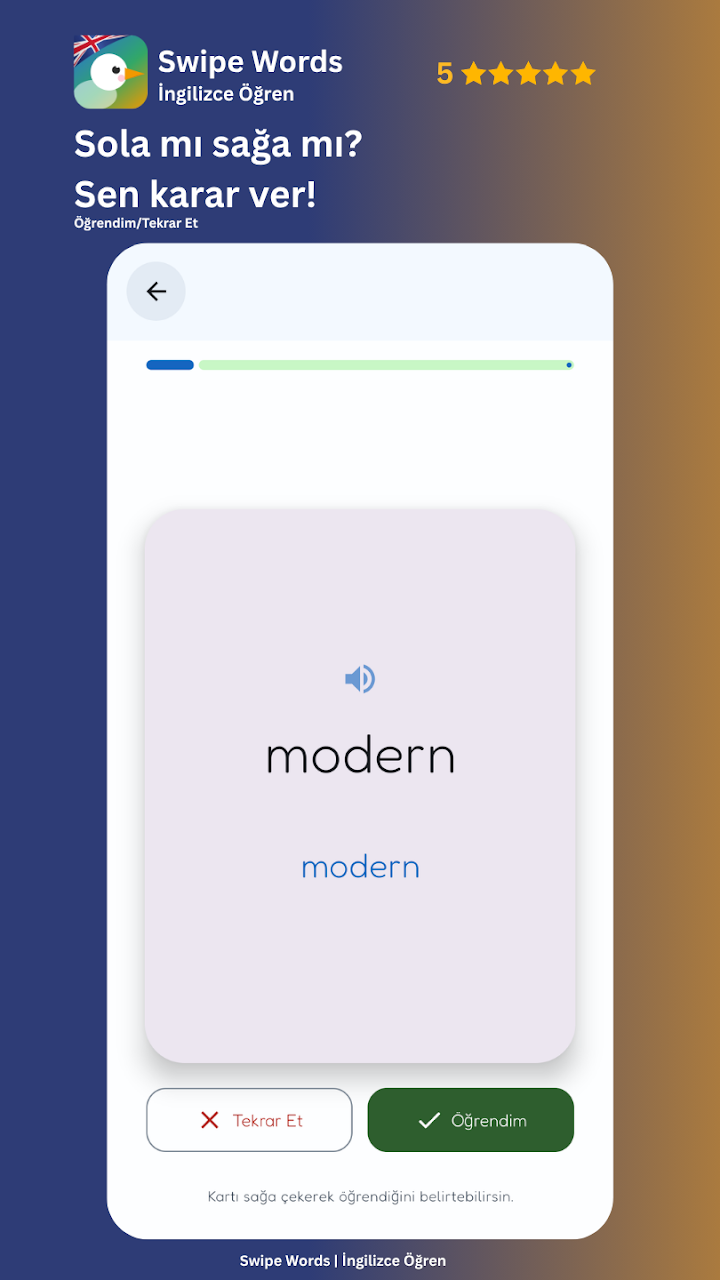 Swipe Words uygulama ekranı